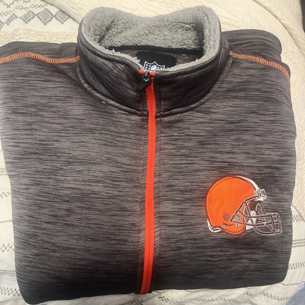 Cleveland Browns Zip Jacket Mens Small Black NFL Team Apparel Football New